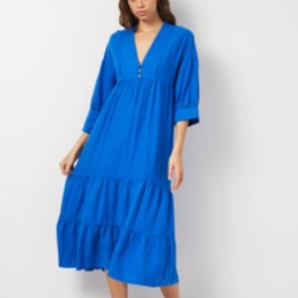 ZARA LINEN DRESS BLUE SIZE S 2716/939/829 - Picture 3 of 4